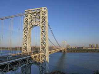 Fort Lee, New Jersey: The George Washington Bridge (1931), a double-decked suspension bridge spanning the Hudson River between Manhattan, New York, and Fort Lee, New Jersey.