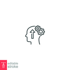 Cognitivity icon, improvement cognitive ability, human brain mental strength, Brainstorming   analytical mindset solving. editable stroke. vector illustration. design on white background. EPS 10