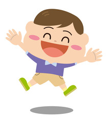 子ども　ジャンプする男の子
