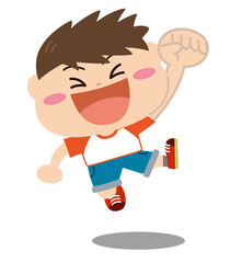子ども　ジャンプする男の子
