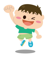 子ども　ジャンプする男の子
