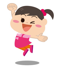 子ども　ジャンプする女の子　冬服