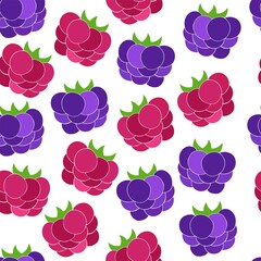 Raspberry and blackberry seamless pattern