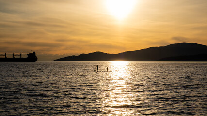 Quintessential evening sunset moment over the ocean and beach