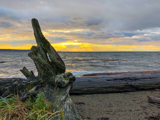 Quintessential evening sunset moment over the ocean and beach