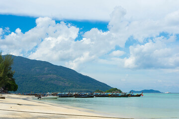 Longtail boats harbor at Ko Lipe island in Satun, Thailand