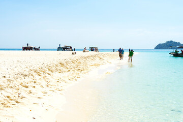 White sand beach and blue sky of Koh Khai near Koh Lipe, Satun, Thailand.