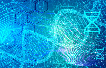 Concept of biochemistry with abstract dna symbol