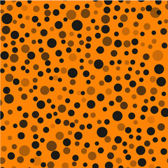 Seamless pattern with black dots on yellow background. Vector
