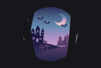 ポストカード_ハロウィン_ペーパークラフト風