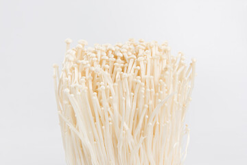 Enoki mushroom, Golden needle mushroom on white background