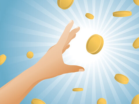 A Hand Is Reaching Out To Grab Money Illustration Vector