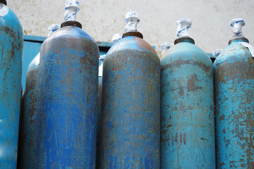 Cylinders with liquid oxygen for medical institutions.