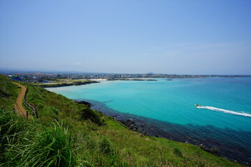 a beautiful seaside landscape with a walkway