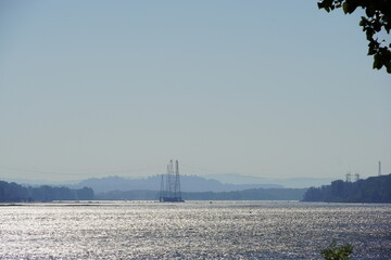 electrical towers on the river
