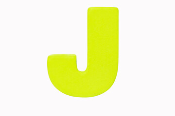 ''J''. Wooden light green tangram puzzle as English alphabet letter 