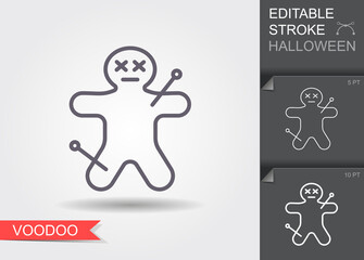 Voodoo Doll. Line icon with editable stroke with shadow