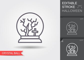 Crystal Ball. Line icon with editable stroke with shadow