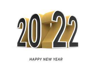 3d render happy new year 2022 design on isolated background