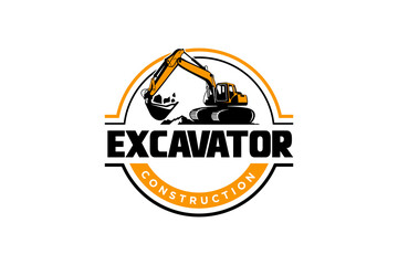 Excavator logo template vector. Heavy equipment logo vector for construction company. Creative excavator illustration for logo template. © Monk
