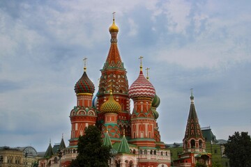 Fototapeta na wymiar St. Basil's Cathedral at famous Red Square in the heart of Moscow in Russia during daylight