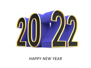 3d render happy new year 2022 design on isolated background