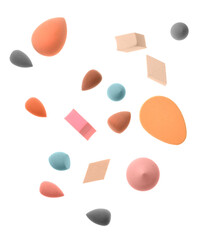 Set of cosmetic sponges on white background