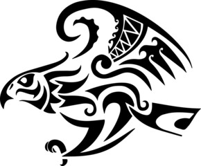 Tribal simple tattoo eagle hawk and falcon vector illustration.