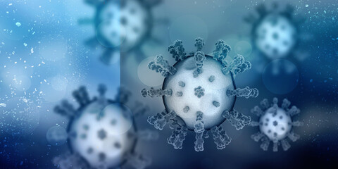 3d render Corona virus microscopic view
