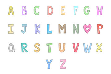 Vector - Cute letter alphabet abc isolated on white background. Can be use decorate any web card, print, sticker, scrapbook. Object.