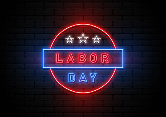 Obraz premium Happy Labour Day Background with neon light
