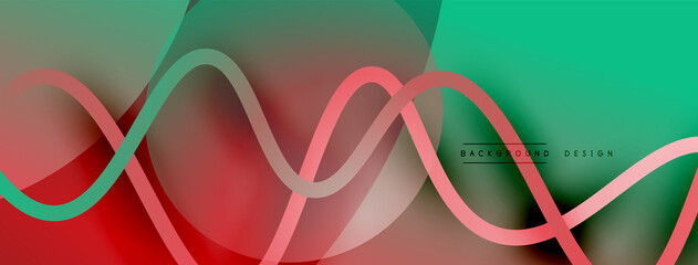 Abstract gradient background with wave line with shadow effect. Geometric composition. 3D shadow effects and fluid gradients