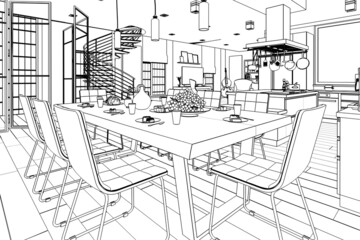 Luxury Residential Loft Interior Design (illustration)  - 3d visualization