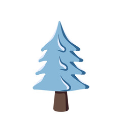 Blue Christmas tree in the snow. Festive decoration for new year and holiday