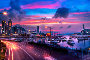 Sunset in Hong Kong City 