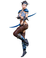 Warrior amazon woman with daggers.