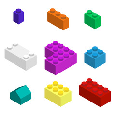 Blocks of the children designer 3D, vector illustration.
