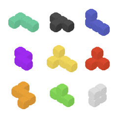 Children game cubes in 3D, vector illustration.