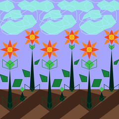 Pattern Name: "flower garden 2" The pattern is made up of geometric figures. Both square and triangle were blended out into a modern-looking native pattern. 