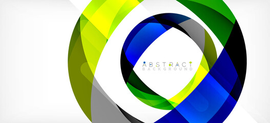 Geometric abstract background. Circle created with overlapping color shapes. Vector Illustration For Wallpaper, Banner, Background, Landing Page