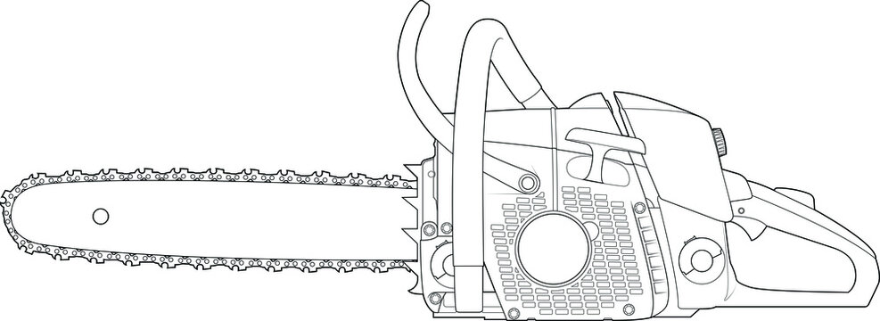 black and white chainsaw outline clip art preview