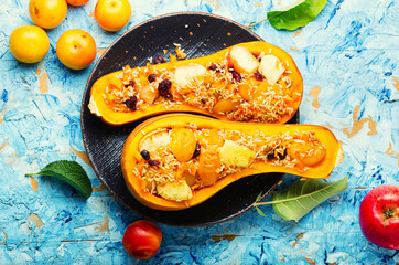 Pumpkin stuffed with plums,pumpkin in azerbaijani