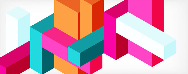 Obraz premium Abstract background. 3d cubes, cubic elements and blocks. Techno or business concept for wallpaper, banner, background, landing page