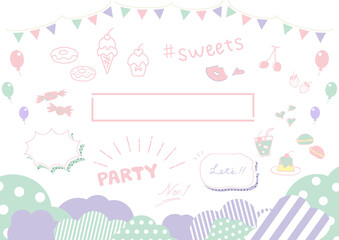 手描きのスイーツ、吹き出し素材セット