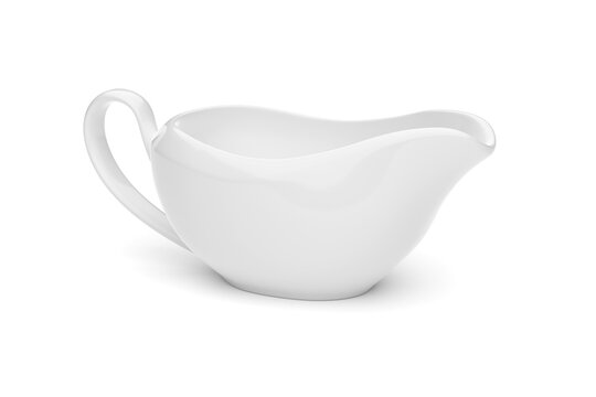 Empty gravy boat isolated on white. 3D rendering.