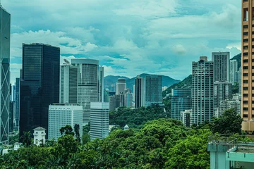 Foto op Plexiglas 香港の高層ビル群のイメージ © kanzilyou