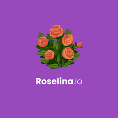 roselina rose flower logo or icon concept design isolated with dark background