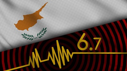Cyprus Wavy Fabric Flag, 6.7 Earthquake, Breaking News, Disaster Concept, 3D Illustration