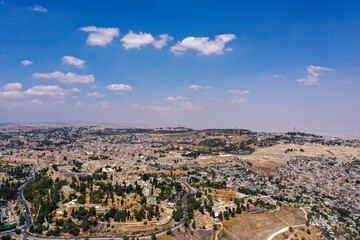 Obraz premium Jerusalem, aerial image showing West and East parts, with the Dome of the rock in the center 