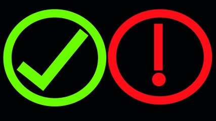 Do and Don't or Good and Bad Icons isolated on black background.Positive and negative symbols